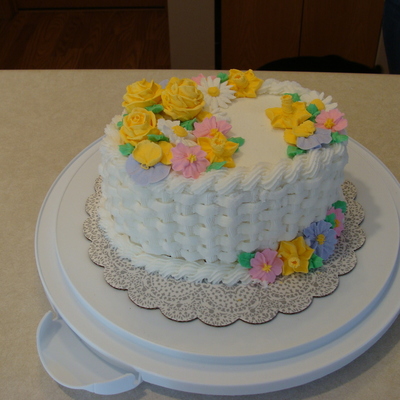 Basketweave And Flowers - Final Cake For Course 2