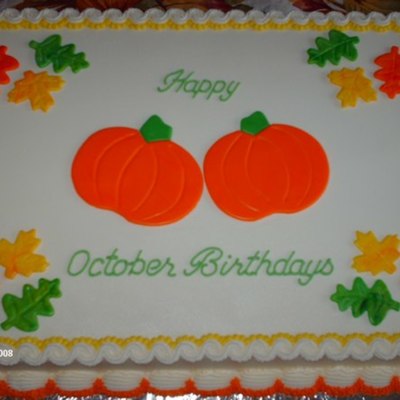 Fall Themed October Birthday Cake