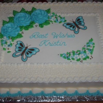 Bridal Shower Cake In Blue And Brown