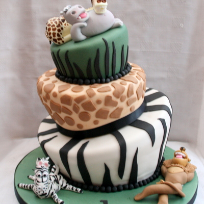 Topsy Turvy Madagascar Cake