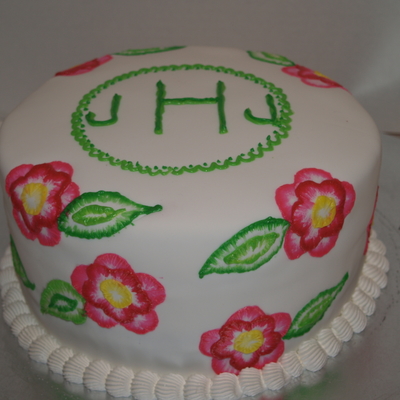 Brush Emboidery Bridal Shower Cake