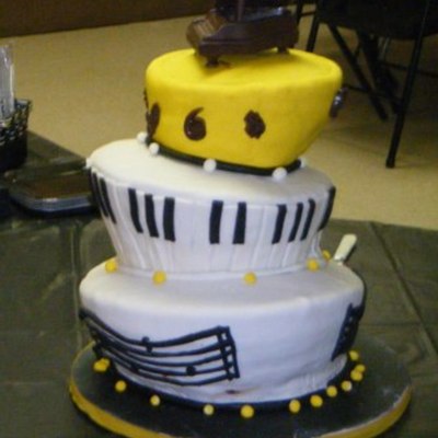 Topsy Turvy Piano Cake