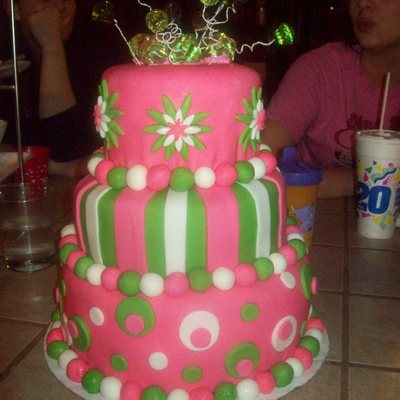 Pink And Green Birthday Cake