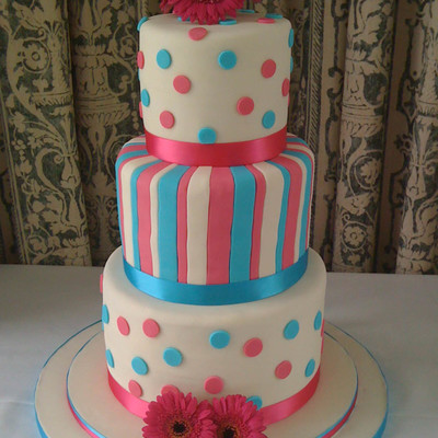 Cerise And Turquoise Wedding Cake
