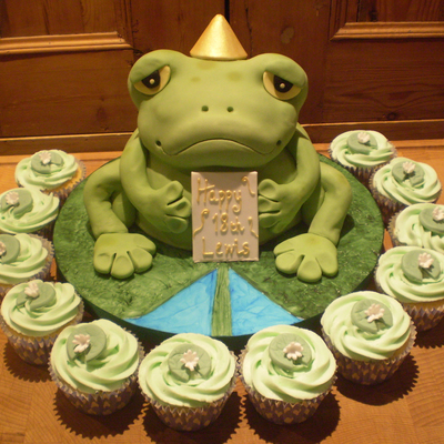 Frog Cake With Lily Pad Cupcakes