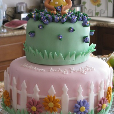 Garden Theme Baby Shower Cake