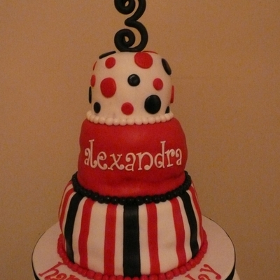 Pink & Purple Dots & Stripes Cake