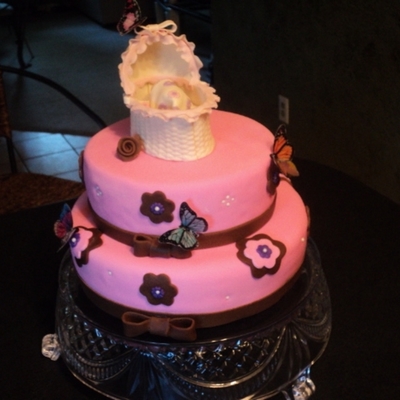 Chocolate And Pink Baby Shower Cake