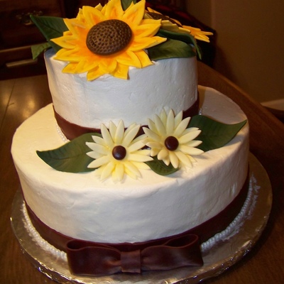 Sunflower Anniversary Stacked Cake