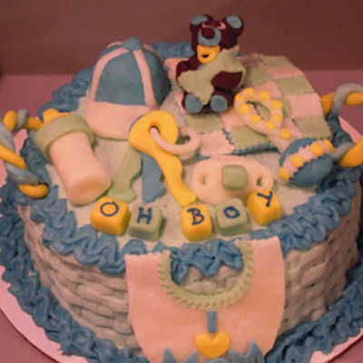 Baby Boy Basket Cake