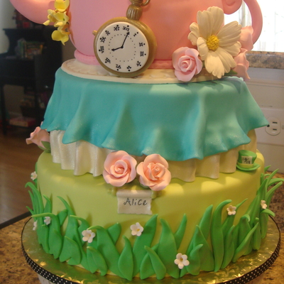 An Alice In Wonderland Inspired Baby Shower Cake