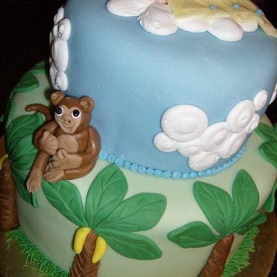 Monkey Themed Baby Boy Shower Cake