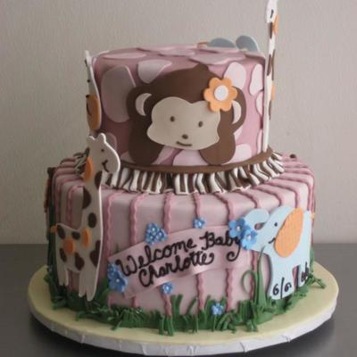 Colorful Baby Shower Cake With Animals
