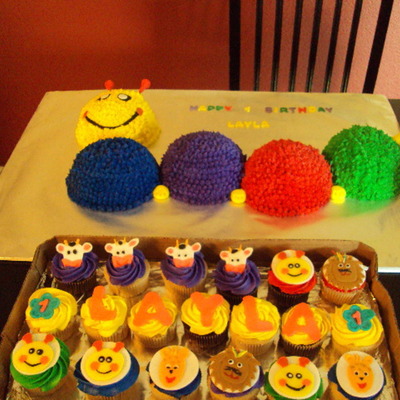 Baby Einestein Catepillar Cake And Cupcakes
