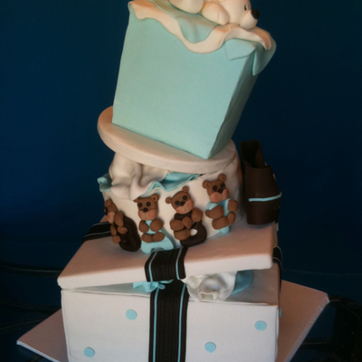Topsy Turvy Caddy Wampus Blue Brown Baby Shower