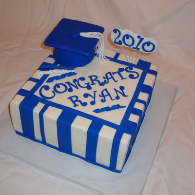 Blue & White Grad Cake