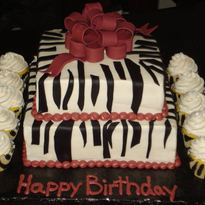 Birthday Zebra Print Cake