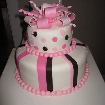 Pink And Brown Baby Shower Cake