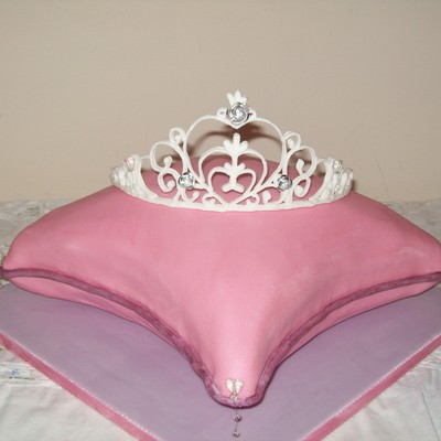 Pillow Cake With Royal Icing Tiara