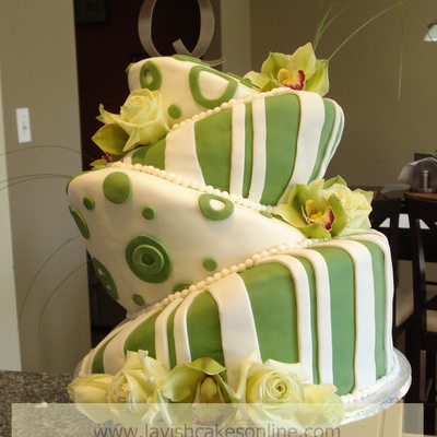 Green Themed Whimsical Wedding Cake