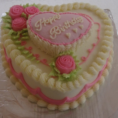 Valentine Birthday Heart Cake