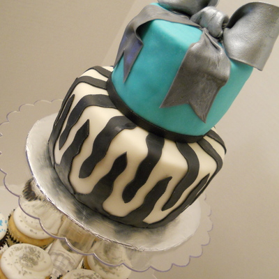 Zebra Bridal Shower Cake And Cupcakes