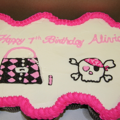 Pink Pirate Cupcake Pull Apart Cake