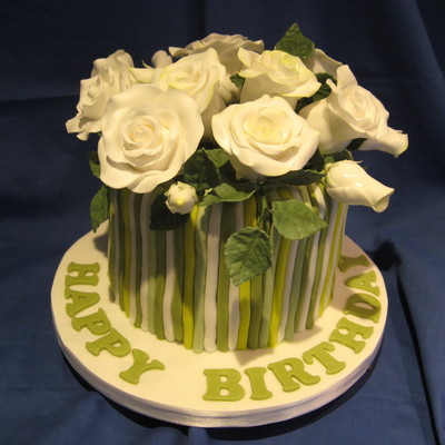 Green Cake With Sugarflowers