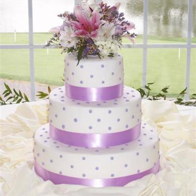 Wedding Cake With Lavender Dots