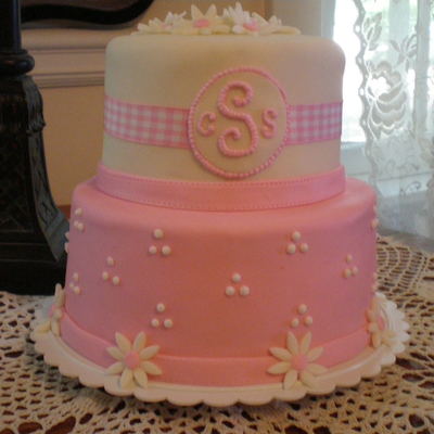 Pink & White Wedding Shower Cake