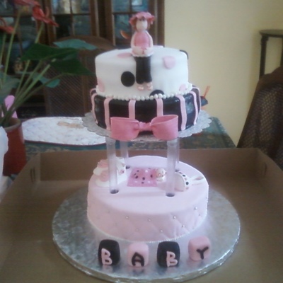 Pink And Brown Baby Shower Cake