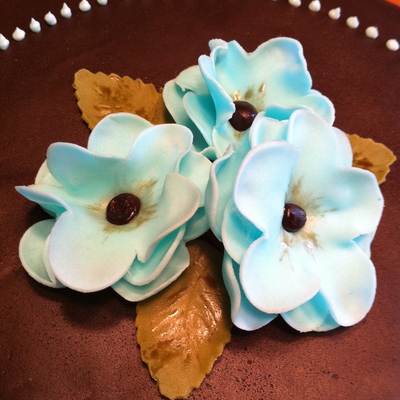 Brown With Aqua Flower