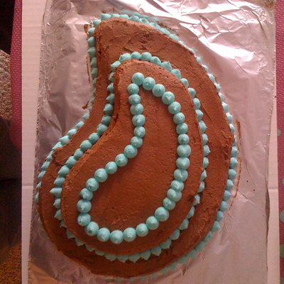 Brown And Teal Paisley Cake