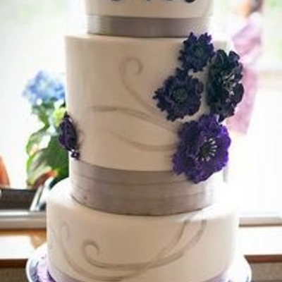Purple And Pewter Wedding Shower Cake