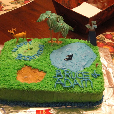 Golf Cake With Deer On Course