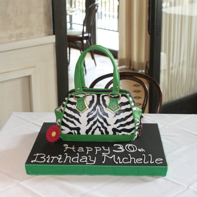 Michelle's 30Th Zebra Print Hand Bag