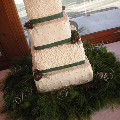 Square Winter Wedding Cake