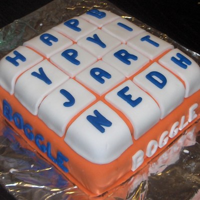 Boggle Birthday Cake