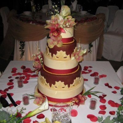 Burgundy & Gold Wedding Cake