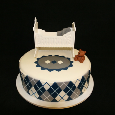 Blue Argyle Baby Shower Cake