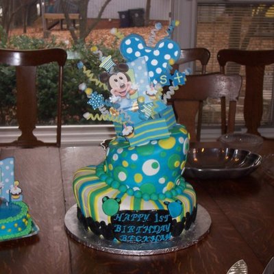 Mickey Mouse Topsy Turvy First Birthday Cake