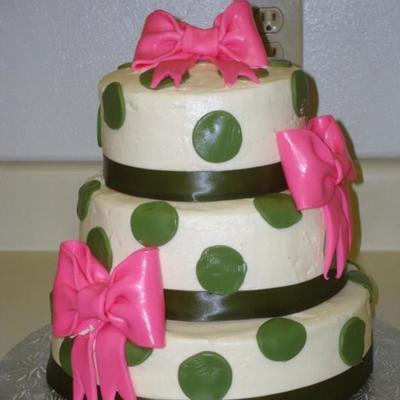 Polka Dots & Bows Wedding Shower Cake
