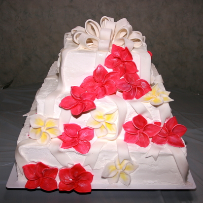 Hawaiian Themed Cake With Plumera Flowers