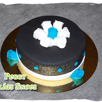 Black Cake With White Roses