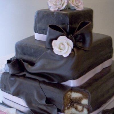 Chocolate Fondant With Gems And Gumpaste Roses