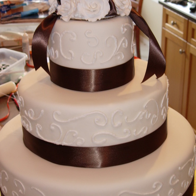 Brown /white Wedding Cake