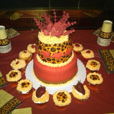 Leopard And Red Birthday Cake