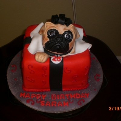 Pug In Gift Box Cake