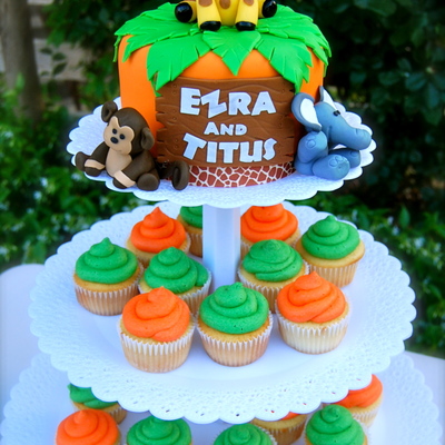 Jungle Friends Cupcake Tower