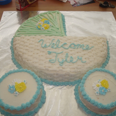 Carriage Baby Shower Cake